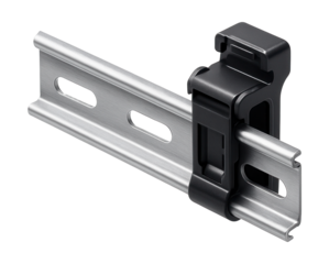 Compact DIN rail with built-in clip for easy installation of network switches in smart
