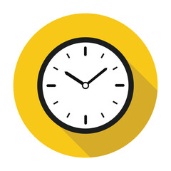 Clock Icon with Yellow Background Round Wall Clock Timepiece Hour Minute Second Hand Time Alarm Watch Vector
