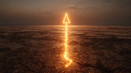 Bright Fireworks Arrow in the Sky Over Water at Sunset with Reflective Surface