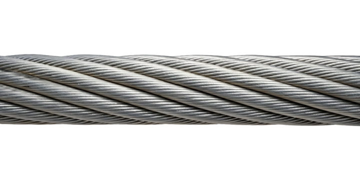Steel Cable Coil: A detailed close-up reveals the strong, intricate structure of a metallic steel cable coil. It's a testament to engineering and strength.
