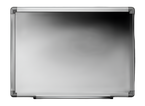 Blank Canvas for Ideas: A sleek, empty whiteboard, the perfect surface for brainstorming, presentations, and creative expression. This image captures the essence of a workspace ready for innovation.