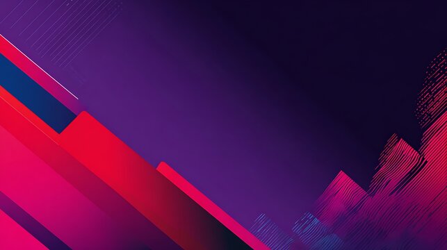 Abstract Geometric Digital Art with Vibrant Pink and Purple Lines and Shapes on Dark Background