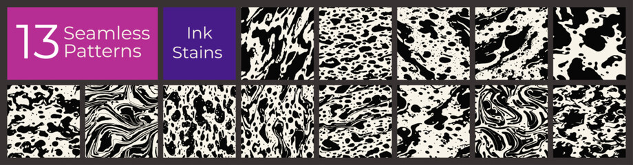 Ink Splatter Pattern Set &mdash; Bold Messy Paint Textures