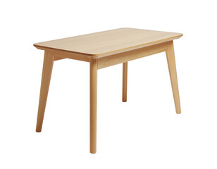 Light Brown Wooden Dining Table With Four Legs Isolated On A Transparent Background With Soft Studio Lighting