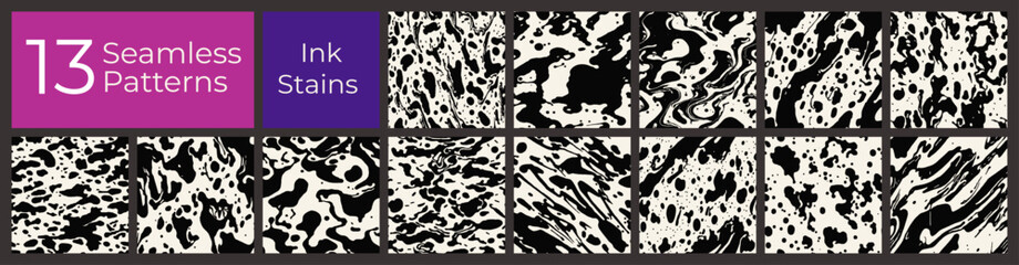 Ink Splatter Pattern Set &mdash; Bold Messy Paint Textures