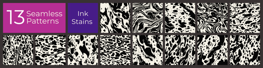 Ink Splatter Pattern Set &mdash; Bold Messy Paint Textures