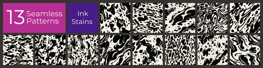 Ink Splatter Pattern Set &mdash; Bold Messy Paint Textures