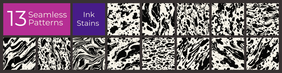 Ink Splatter Pattern Set &mdash; Bold Messy Paint Textures