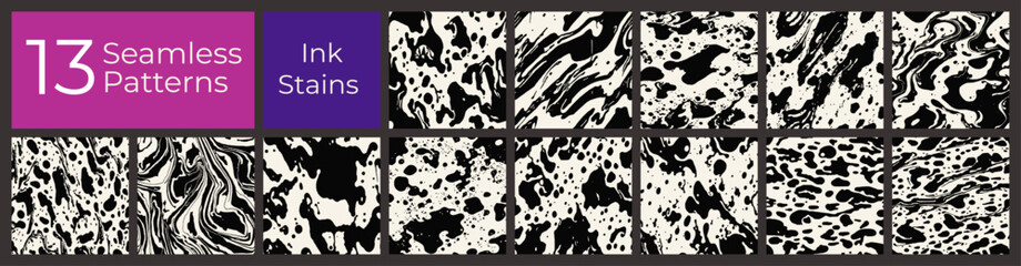 Ink Splatter Pattern Set &mdash; Bold Messy Paint Textures