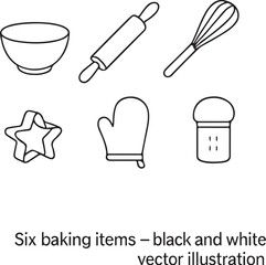 baking items black and white vector illustration eps