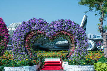 Floral heart archway with in the Miracle garden in Dubai