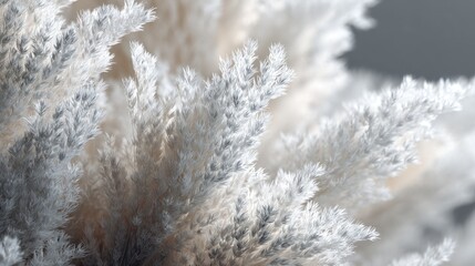 Delicate Silver and White Pampas Grass Close-Up with Soft Lighting