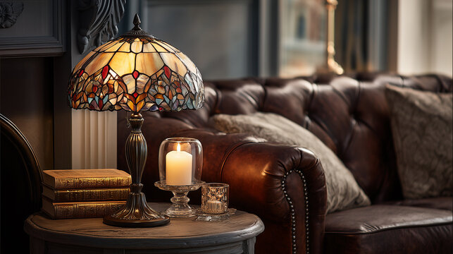 The Tiffany table lamp displays vintage elegance; its soft, warm light and artistic design create a cozy, refined, and stylish atmosphere in any room.