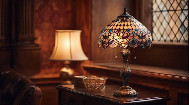 The Tiffany table lamp displays vintage elegance; its soft, warm light and artistic design create a cozy, refined, and stylish atmosphere in any room.