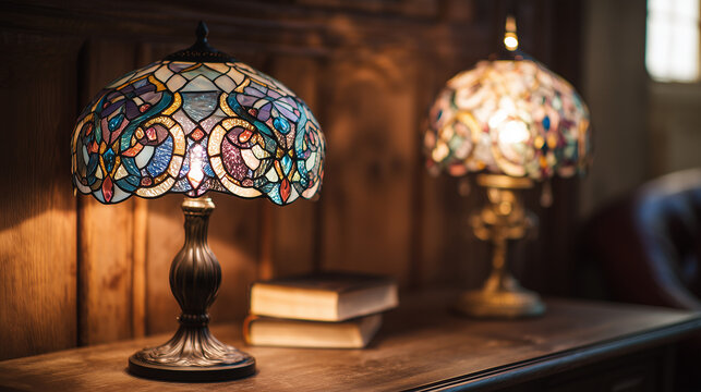 The Tiffany table lamp displays vintage elegance; its soft, warm light and artistic design create a cozy, refined, and stylish atmosphere in any room.