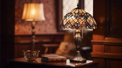 The Tiffany table lamp displays vintage elegance; its soft, warm light and artistic design create a cozy, refined, and stylish atmosphere in any room.