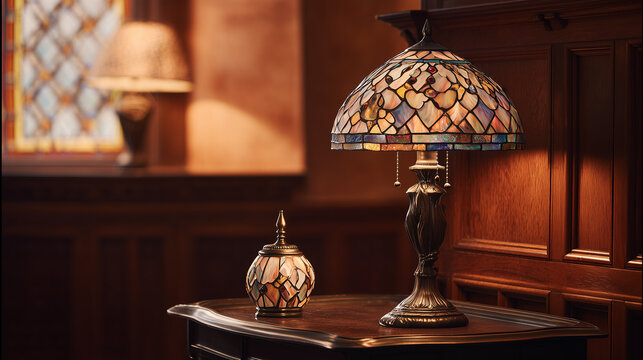 The Tiffany table lamp displays vintage elegance; its soft, warm light and artistic design create a cozy, refined, and stylish atmosphere in any room.