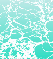 Water Surface illustration in Vector. Sea foam, ripples and waves on green background. Dynamic ocean movement