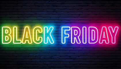 Obraz premium A vibrant, vintage Black Friday neon light banner in vector form