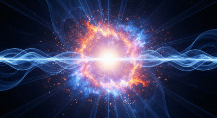 Fototapeta premium Radiant Vortex of Cosmic Flames and Energy Waves with Aura and Ethereal Energy Symbolizing Spiritual Power and Transcendence JPG