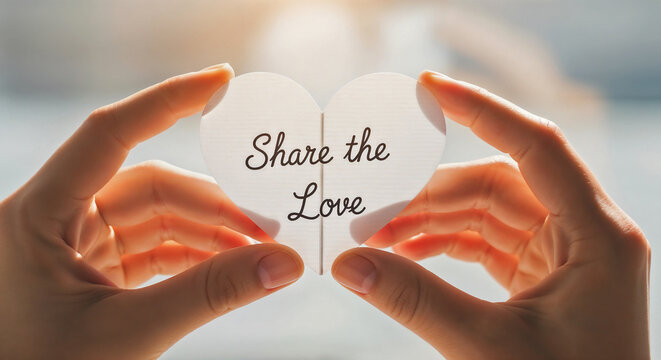 Share the love with someone special, presenting heart shape in hands for share the love moment. Share the love is about care and affection, and heart shape makes a lovely scene.