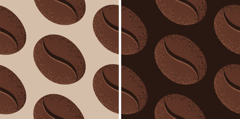 Vintage vector seamless pattern with coffee beans