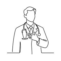 Doctor with Stethoscope Line Art Illustration