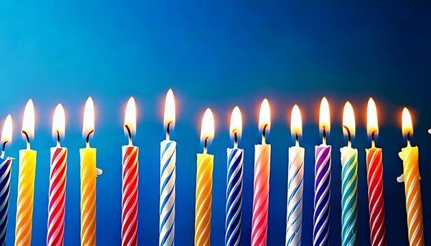 Bright candles illuminating a blue background, creating a joyous and joyous atmosphere