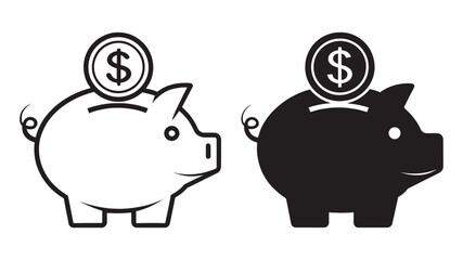 Adobe IllustrBlack and white illustration of piggy banks with coins symbolizing saving money and financial growth
ator Artwork
