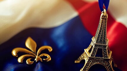 Eiffel Tower ornament with French flag - Powered by Adobe