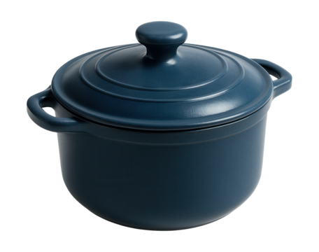 Round heatproof ceramic pot with a heavy lid, ideal for slow-cooking stews at home.