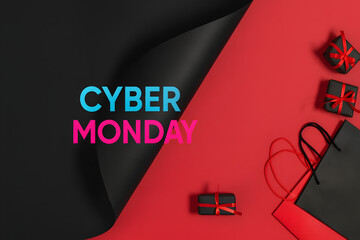 Modern Cyber Monday template featuring digital sale elements, perfect for online advertising banners, flyers, and promotions