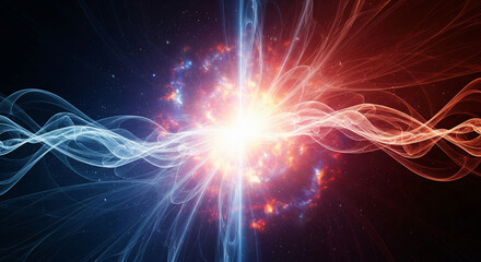 Obraz premium Radiant Vortex of Cosmic Flames and Energy Waves with Aura and Ethereal Energy Symbolizing Spiritual Power and Transcendence JPG