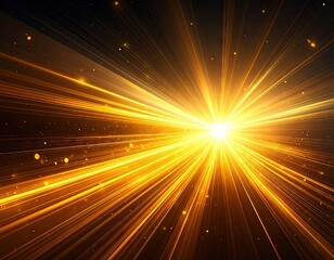 Fototapeta premium Abstract Golden Light Burst with Geometric Patterns on Black Background