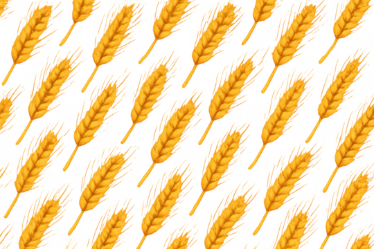 Wheat ears forming a seamless pattern, representing abundance, harvest, and agricultural food production on transparent background - Powered by Adobe