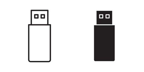 USB Icon. Vector illustration with stroke and fill on a white background.