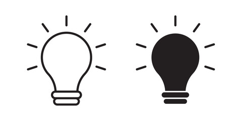 Light Icon. Lighting Electric lamp. Electricity, shine. Idea sign, solution. Bulb light symbol Energy. Vector illustration with stroke and fill on a white background.