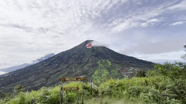 view of mountain sindoro,central java,indonesia