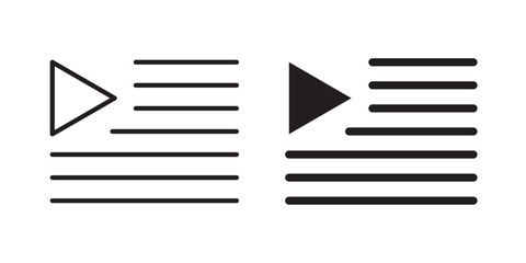 Playlist Icon. Sign or Symbol. Vector illustration with stroke and fill on a white background.