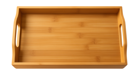 Rectangular bamboo serving tray with handles, perfect for breakfast in bed.