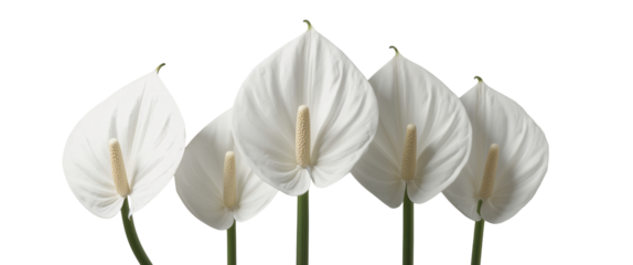 A serene ensemble of white flowers, their elegant forms creating a tranquil, floral display.