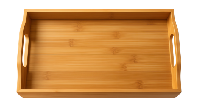 Rectangular bamboo serving tray with handles, perfect for breakfast in bed.