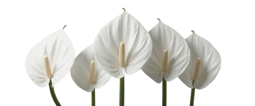 A serene ensemble of white flowers, their elegant forms creating a tranquil, floral display.