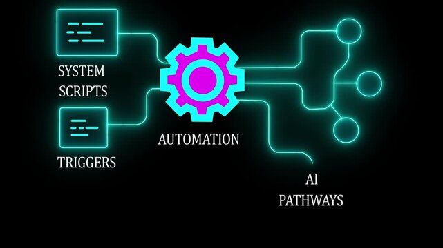 User Activating System Automation Interface with Triggers, Scripts and AI Pathways Diagram