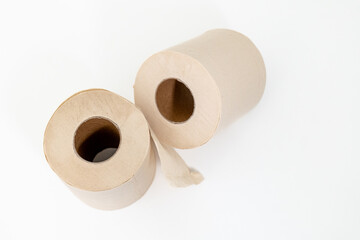 Eco-friendly bamboo toilet rolls made from natural, unbleached bamboo paper. Sustainable, biodegradable, and plastic-free alternative to traditional toilet tissue, shown isolated on a white background