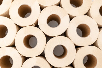 Eco-friendly bamboo toilet rolls made from natural, unbleached bamboo paper. Sustainable, biodegradable, and plastic-free alternative to traditional toilet tissue, shown isolated on a white background