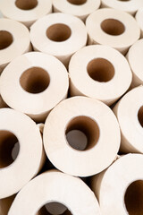 Eco-friendly bamboo toilet rolls made from natural, unbleached bamboo paper. Sustainable, biodegradable, and plastic-free alternative to traditional toilet tissue, shown isolated on a white background