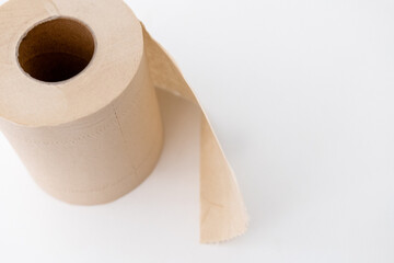Eco-friendly bamboo toilet roll made from natural, unbleached bamboo paper. Sustainable, biodegradable, and plastic-free alternative to traditional toilet tissue, shown isolated on a white background.