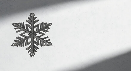 Snowflake paper cutout and snowflake shadow on white wall