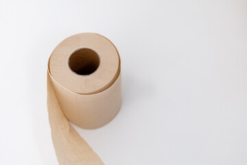 Eco-friendly bamboo toilet roll made from natural, unbleached bamboo paper. Sustainable, biodegradable, and plastic-free alternative to traditional toilet tissue, shown isolated on a white background.